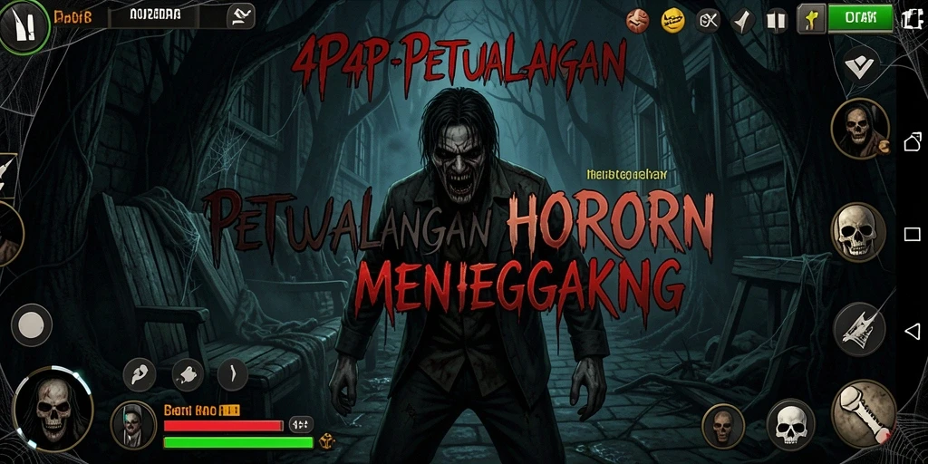 Screenshot gameplay 4P4P menampilkan momen menegangkan saat menghadapi makhluk horor.