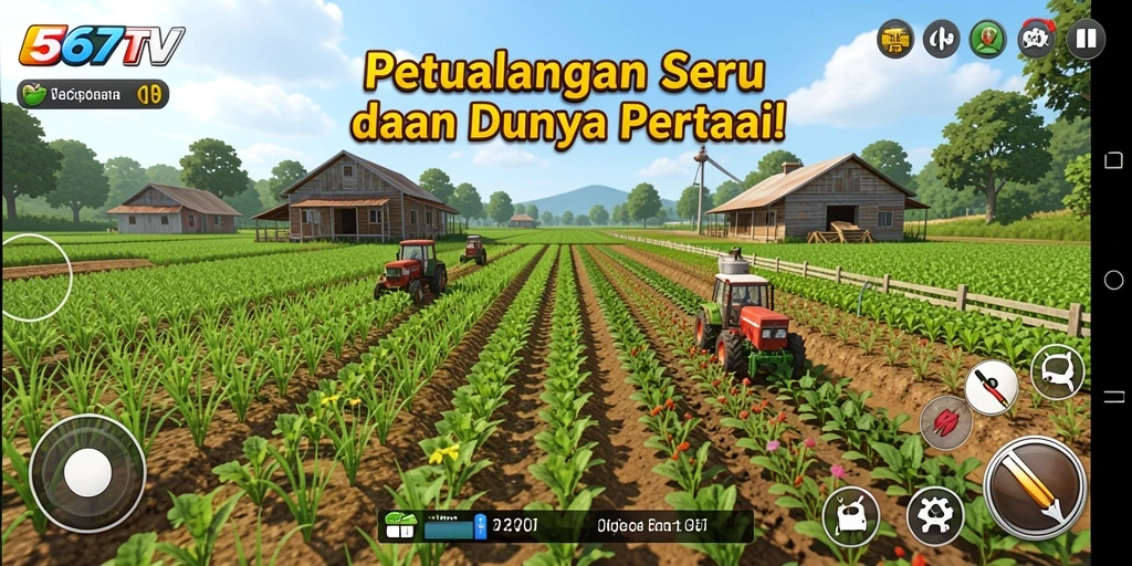 Tampilan gameplay 567TV yang menarik dengan aktivitas pertanian.