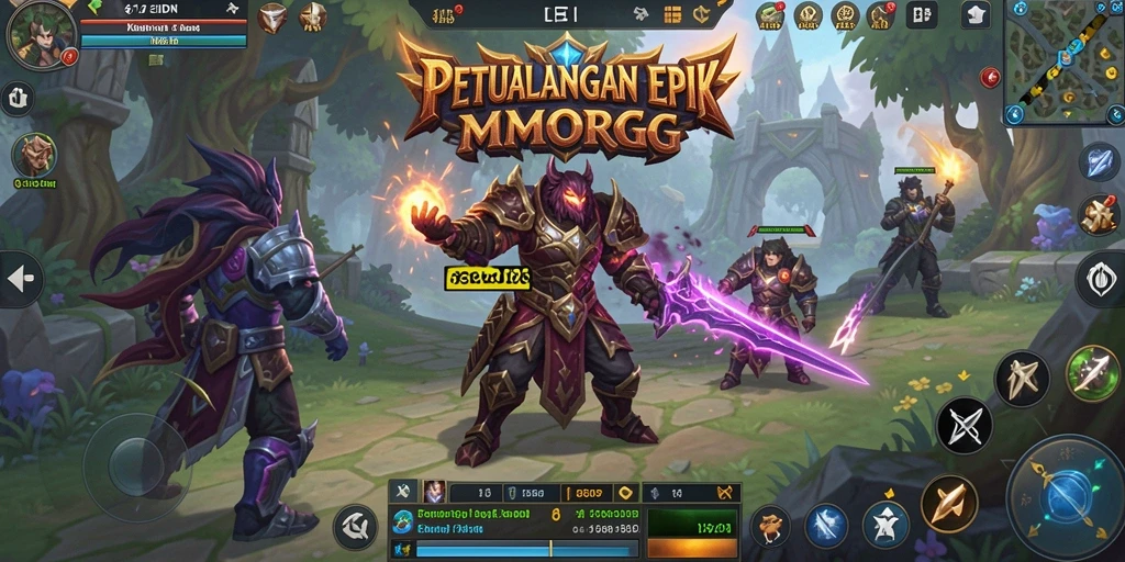 Screenshot gameplay 62IDN menampilkan pertarungan epik antara karakter di dunia fantasy.