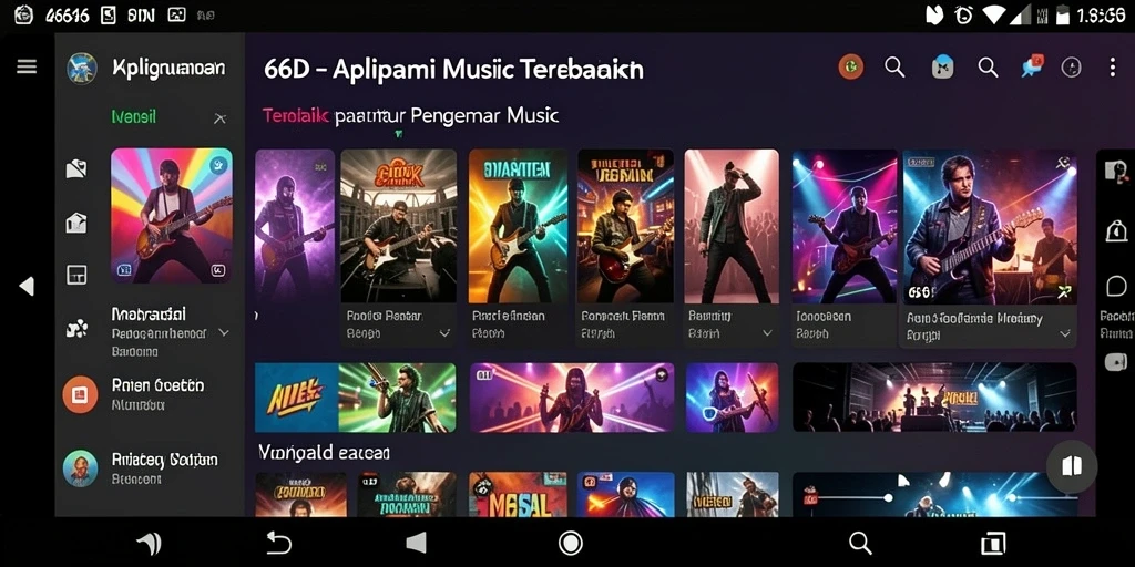 Screenshot gameplay utama 66D menampilkan antarmuka aplikasi musik yang menarik.