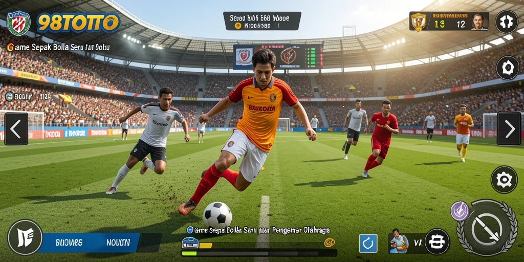 Tampilan gameplay 98TOTO dengan aksi di lapangan sepak bola.