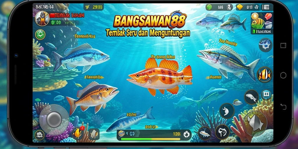 Tangkapan layar gameplay BANGSAWAN88 yang menunjukkan aksi tembak ikan yang seru.