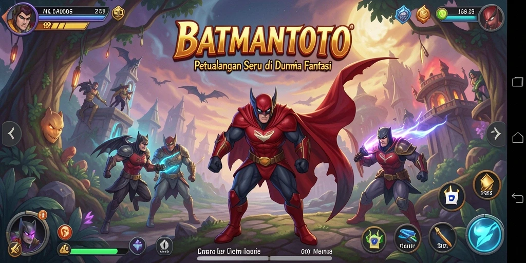 Tampilan aksi seru gameplay ARPG BATMANTOTO dengan karakter heroik.