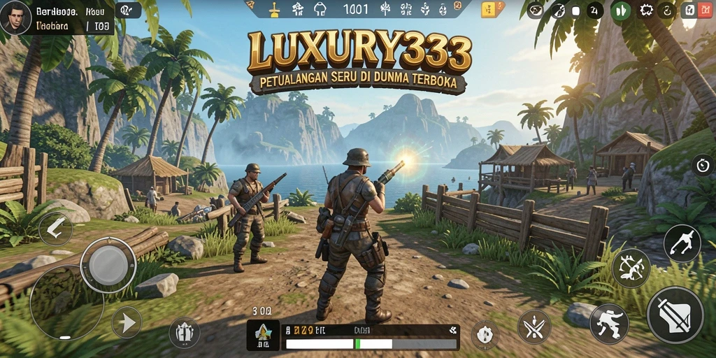 Screenshot gameplay LUXURY333 yang menampilkan aksi menjelajahi dunia terbuka.