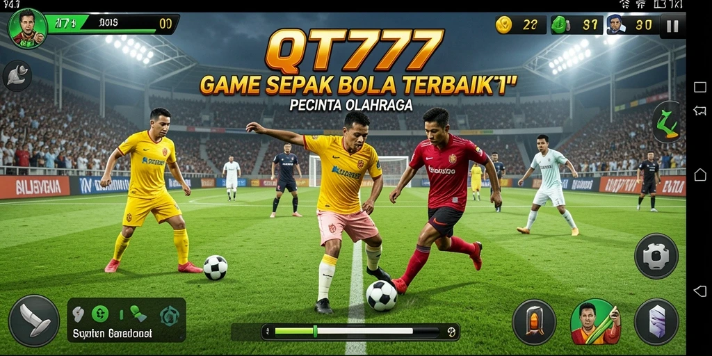 Gameplay QT777 dengan aksi sepak bola yang menegangkan dan dinamis.