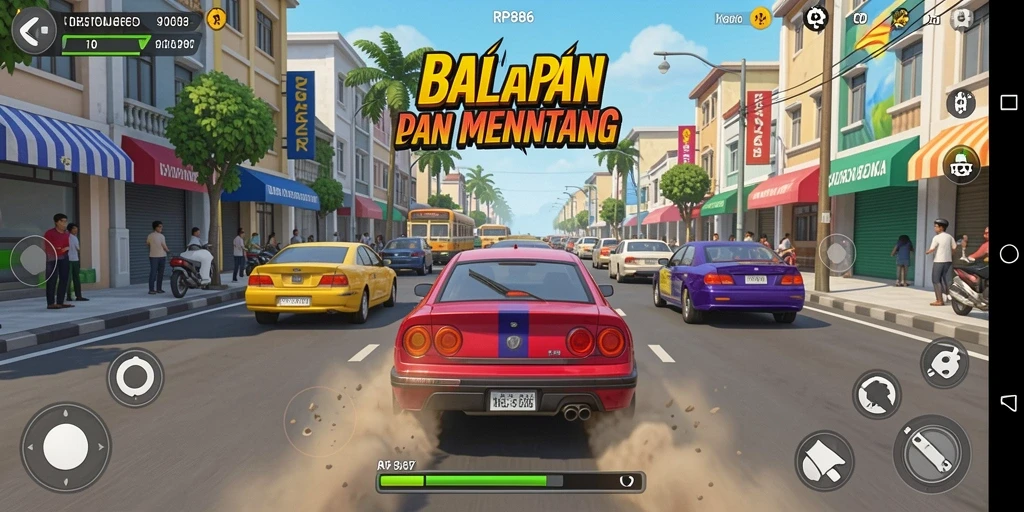 Tampilan menarik dari gameplay balapan seru di RP886.