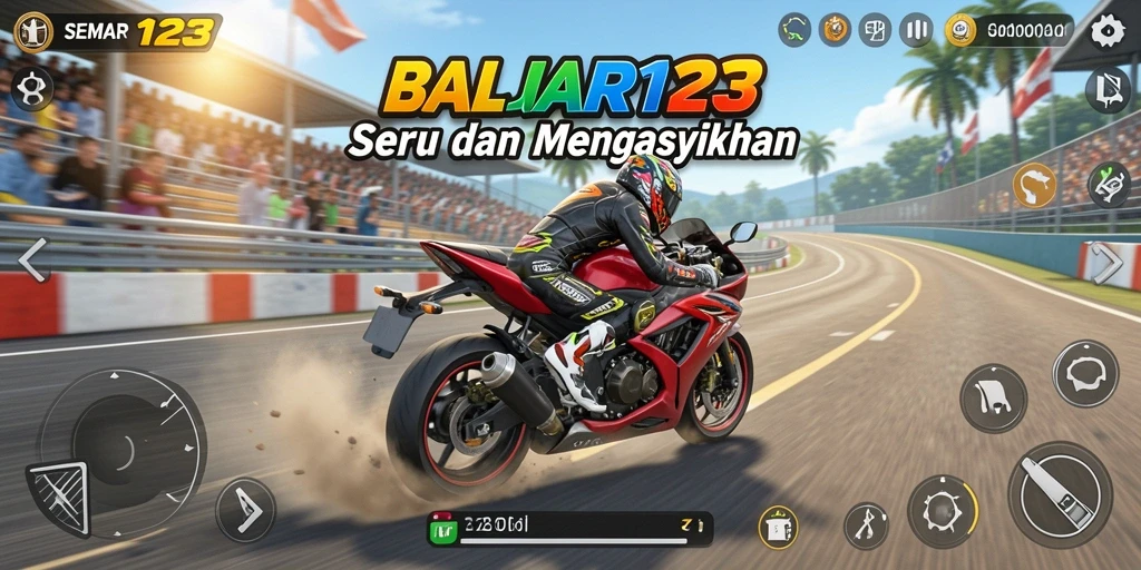Tampilan gameplay SEMAR123 menampilkan aksi balap motor yang mendebarkan.