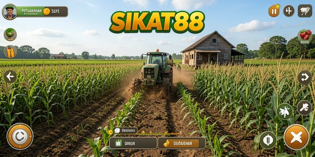Tangkapan layar SIKAT88 menampilkan serunya gameplay pertanian yang mendebarkan.