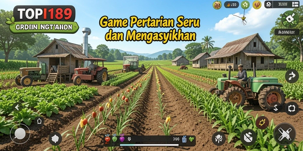 Screenshot gameplay TOPI189 yang menunjukkan kebun yang subur.